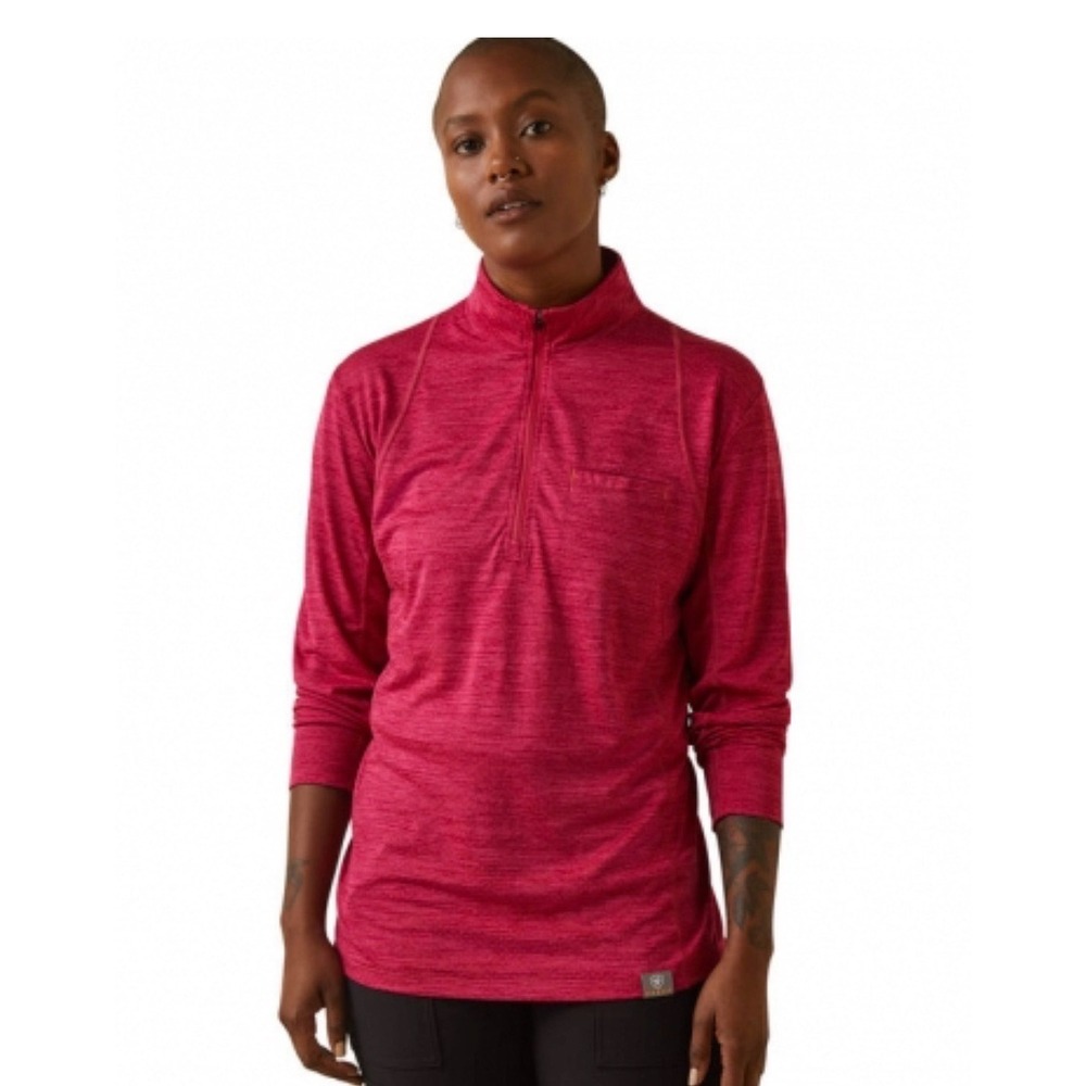 Ariat Rebar Evolution 1/2 Zip Top Womens M Pink Space Dye Long Sleeve Equestrian
